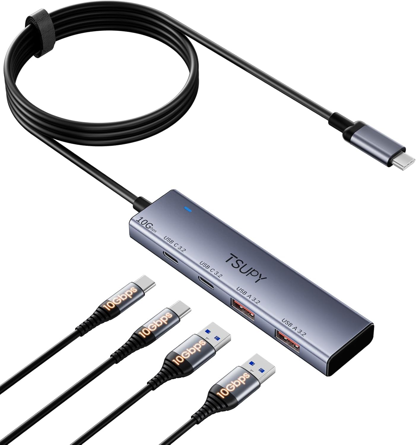 Amazon | TSUPY USB C ハブ 4ポート 2xUSB-A+2xUSB-C,10Gbps USB 3.2